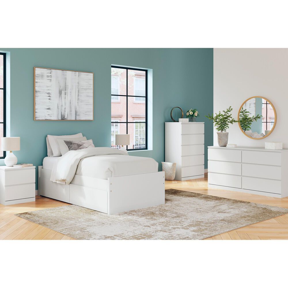Ashley Onita Twin Platform Bed with No Headboard and 1 Side Storage in White, , large