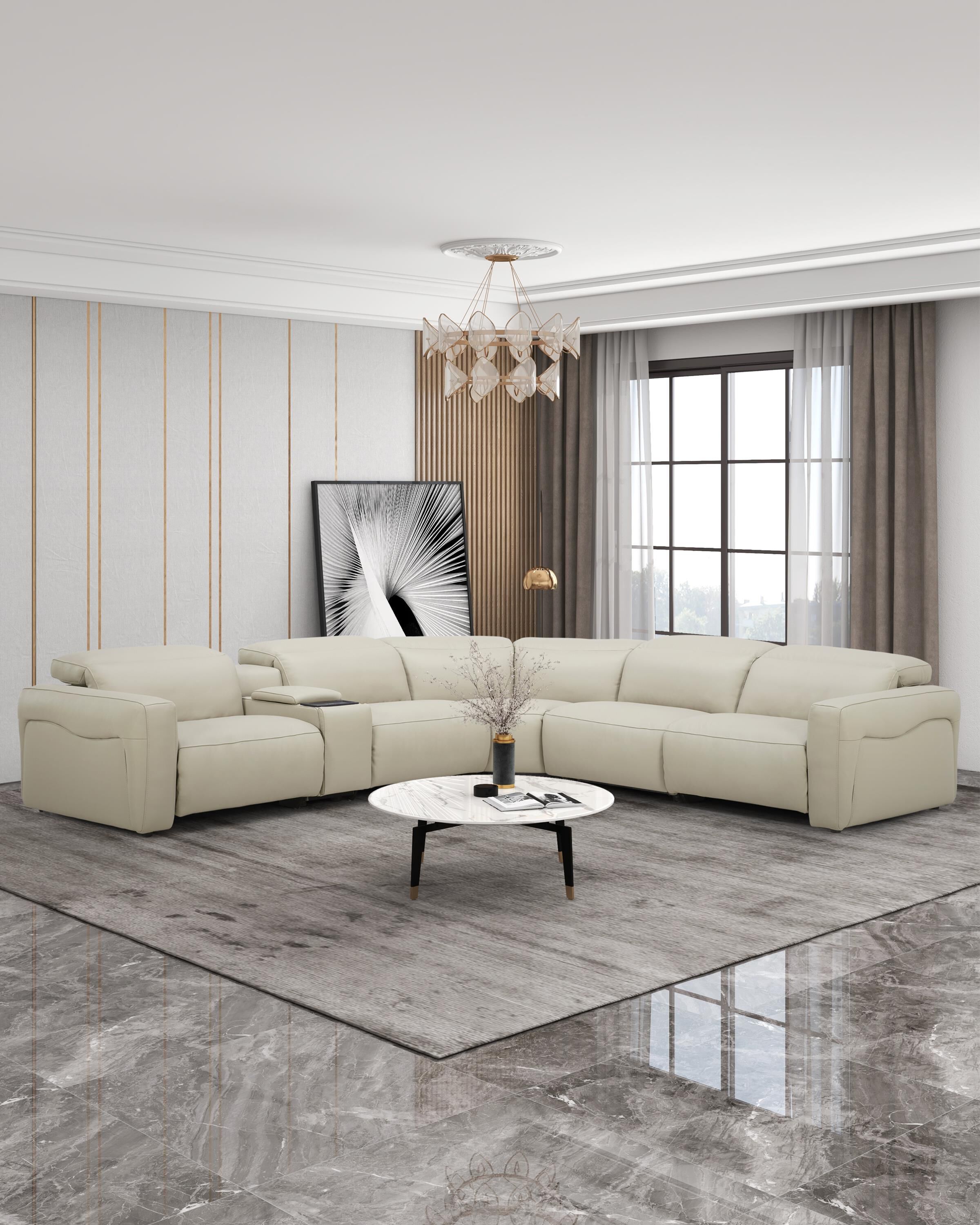 Interlochen 6-Piece Leather Power Reclining Sectional in Azure Odyssey