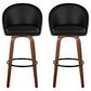LumiSource Matisse 30" Swivel Barstool with Black Faux Leather Upholstery in Walnut and Black (Set of 2), , large