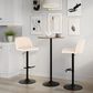 LumiSource Toriano Swivel Adjustable Bar Stool with Cream Faux Leather Upholstery in Black (Set of 2), , large