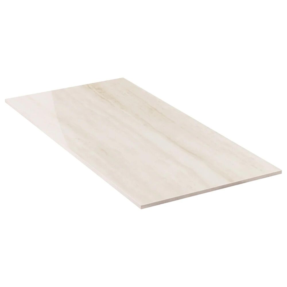 Soho Studio Zenit Bianco White 12" x 24" Travertine Look Polished Porcelain Tile, , large