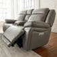 Bassett Evo Leather Recliner Console Loveseat with Power Headrest in Pewter, , large