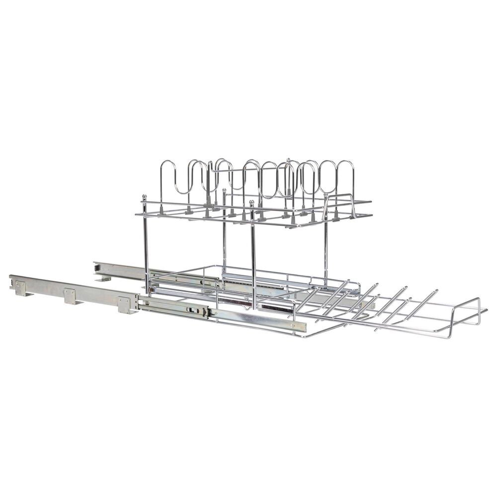 Household Essentials Glidez 2-Tier Multipurpose Pull Out/Slide Out Basket Storage Organizer in Chrome, , large