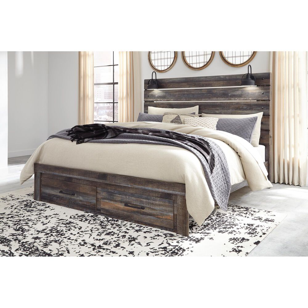 Signature Design by Ashley Drystan King Panel Headboard in Rustic Brown, , large