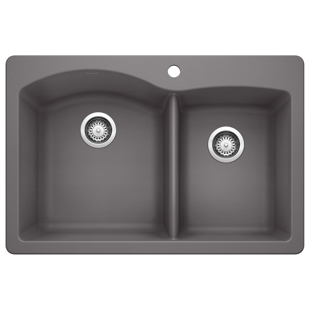 Blanco Diamond 60/40 Double Bowl Dual Mount Kitchen Sink in Cinder, , large