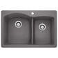 Blanco Diamond 60/40 Double Bowl Dual Mount Kitchen Sink in Cinder, , large