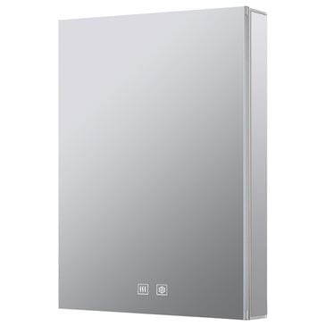 Lexora Home Corsica 20" x 32" LED Mirror Medicine Cabinet with Defogger in Aluminium, , large