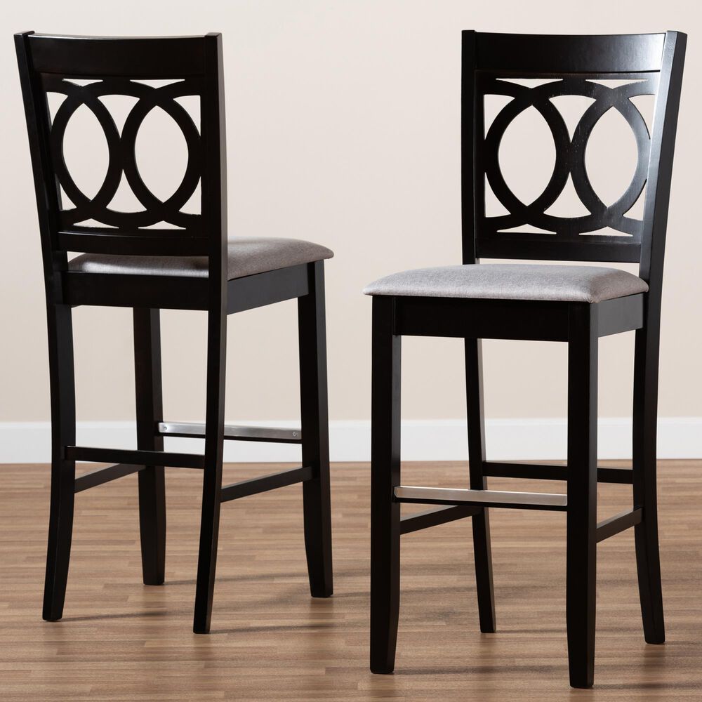 Baxton Studio Carson Bar Stool in Grey/Espresso Brown (Set of 2), , large