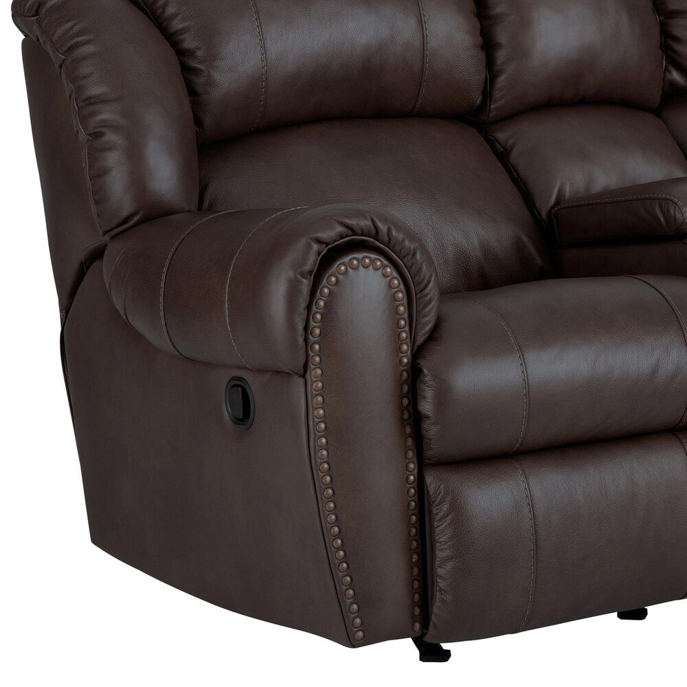 HomeStretch Laredo Manual Loveseat with Console in Stetson Dark Brown, , large