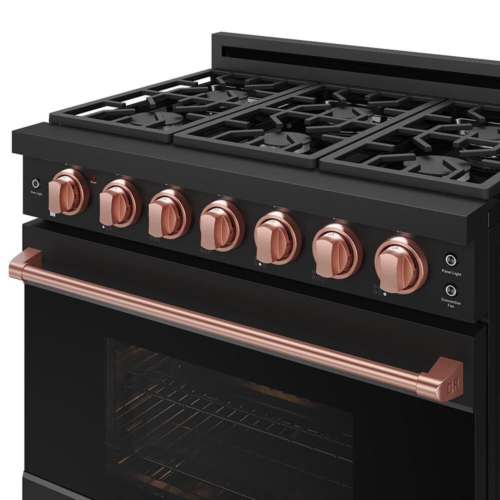 Thor Kitchen Gordon Ramsay 6 Cu. Ft. Professional Gas Range with Rose Gold Handle Kit in Black, , large