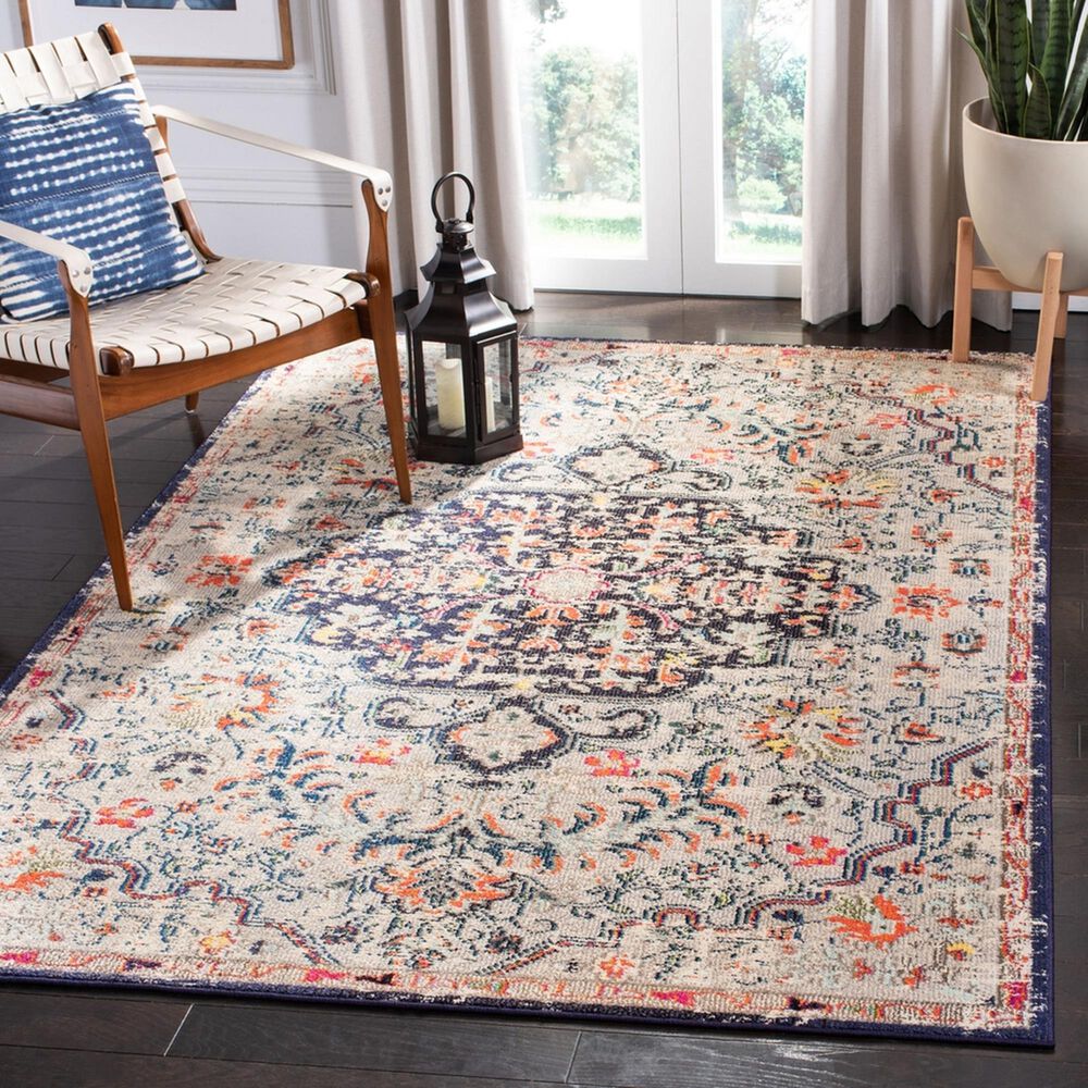 Safavieh Madison MAD447B 5'3" x 7'6" Beige and Black Area Rug, , large