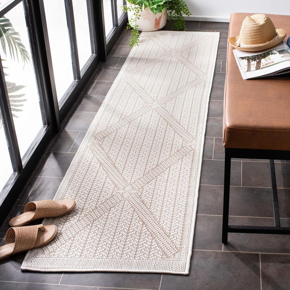 Safavieh Bermuda 2&#39; x 10&#39; Cream and Beige Indoor/Outdoor Performance Runner, , large