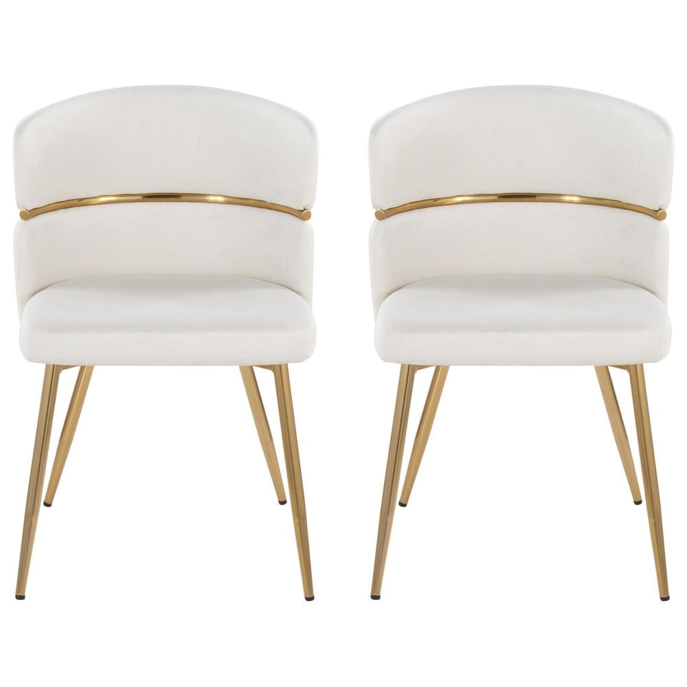 LumiSource Cinch Side Chair with Cream Velvet Cushion in Gold &#40;Set of 2&#41;, , large