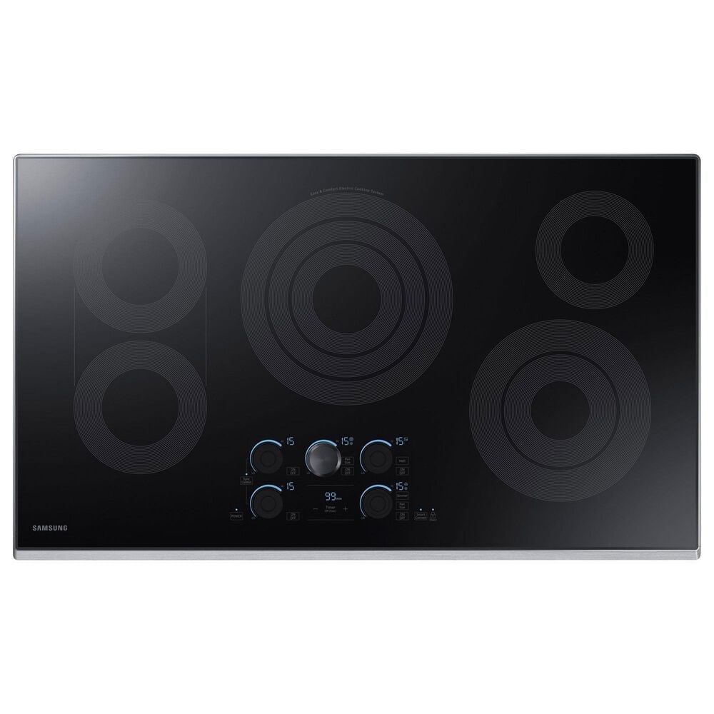 Samsung Bespoke 30&quot; Single Electric Wall Oven with Convection in White Glass &amp; 36&quot; Electric Cooktop in Stainless Steel, , large