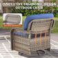 Hearth and Haven Outdoor Swivel Glider Chair with Blue Cushion in Gray (Set of 2), , large