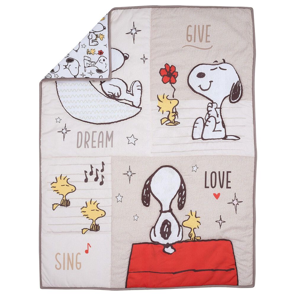 Lambs and Ivy Snoopy Love 3-Piece Crib Bedding Set in White, , large