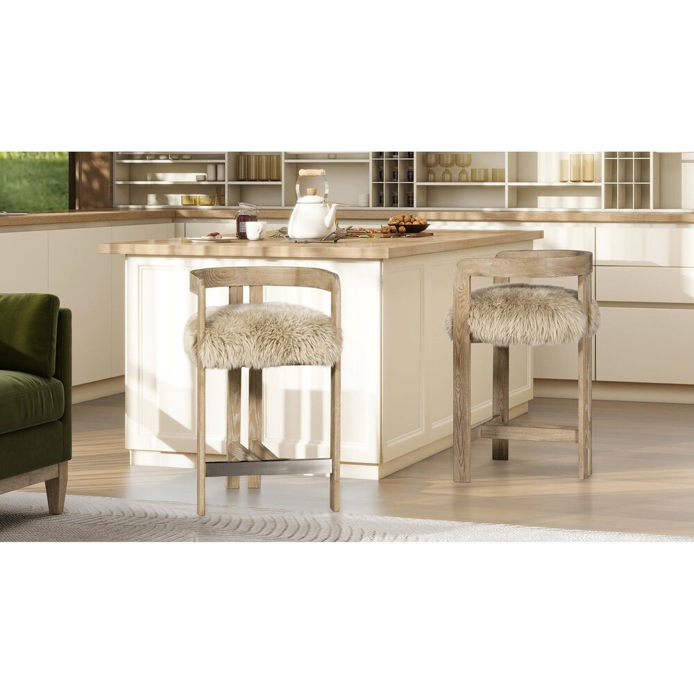 Jennifer Taylor Home Millwick 26.5" Counter Stool with Natural Blonde Cushion in Rustic Blonde, , large