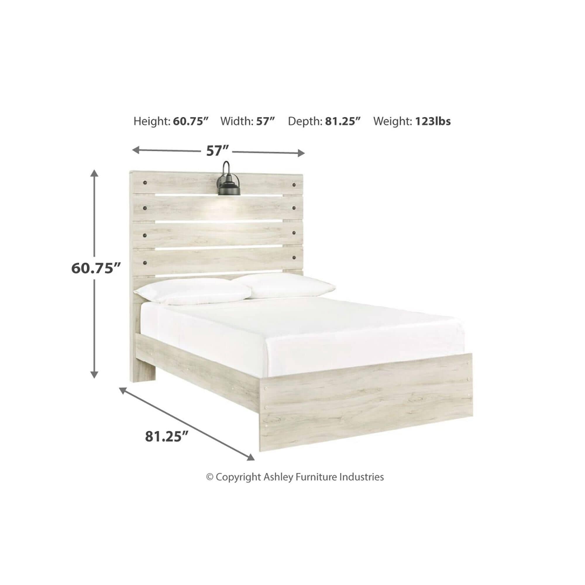 Ashley Cambeck Twin Panel Bed in Whitewash with Lighting