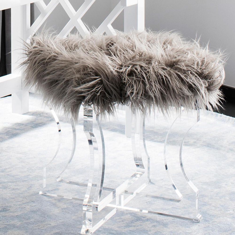 Safavieh Delcie Ottoman in Grey and Clear, , large