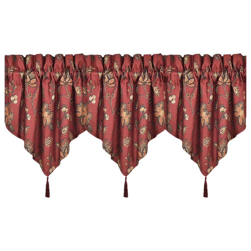 J. Queen New York Bari 41" x 20" Window Ascot Valance in Light Green, Gold and Red, , large