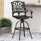 Hearth and Haven Outdoor Aluminum Swivel Barstool with Scrolled Arms in Bronze, , large