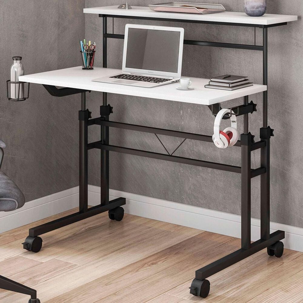 Rta Products Llc Galaxy Rolling Writing Desk in White, , large