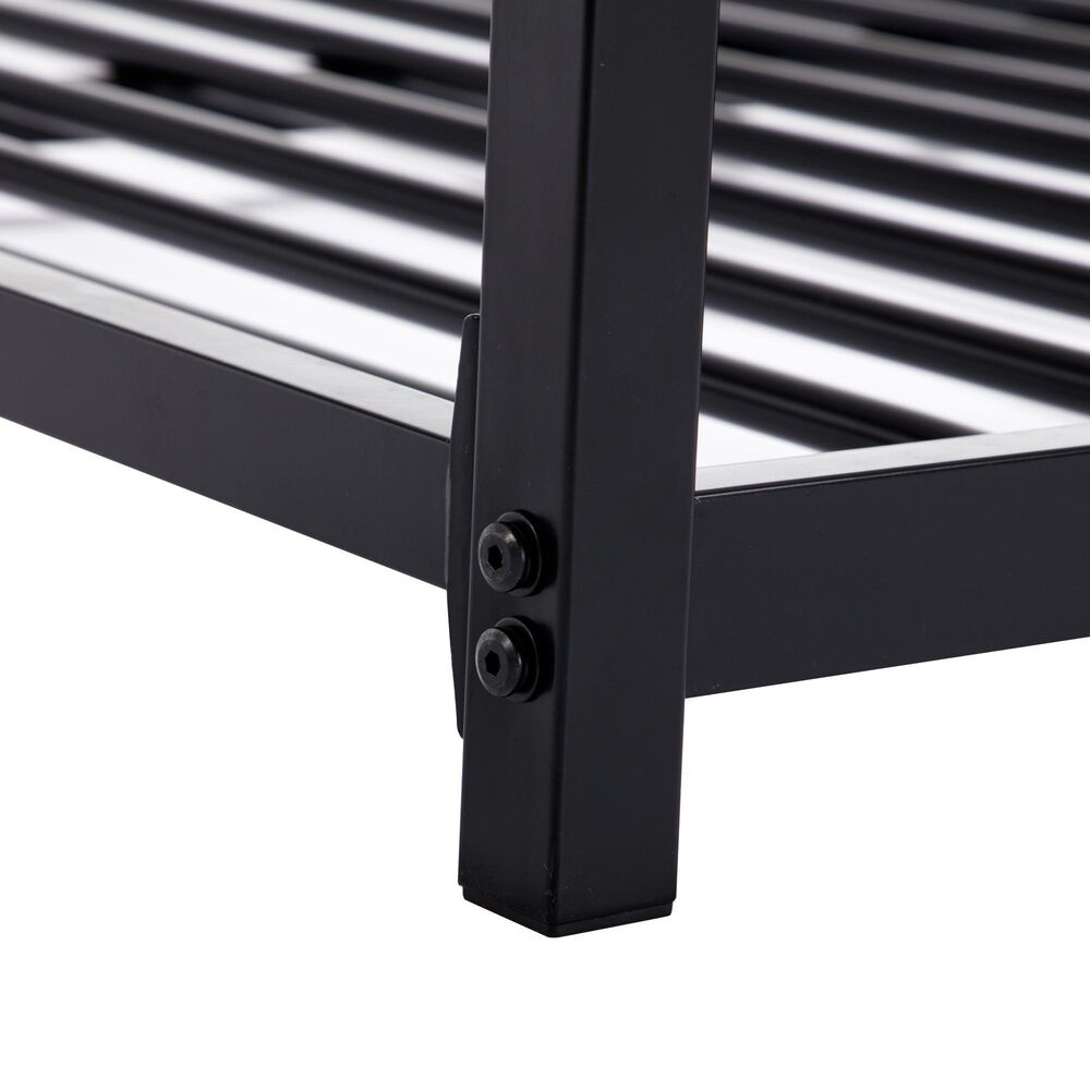 Hearth and Haven Adam Twin over Full Bunk Bed with White Mesh Guard Rail in Black, , large