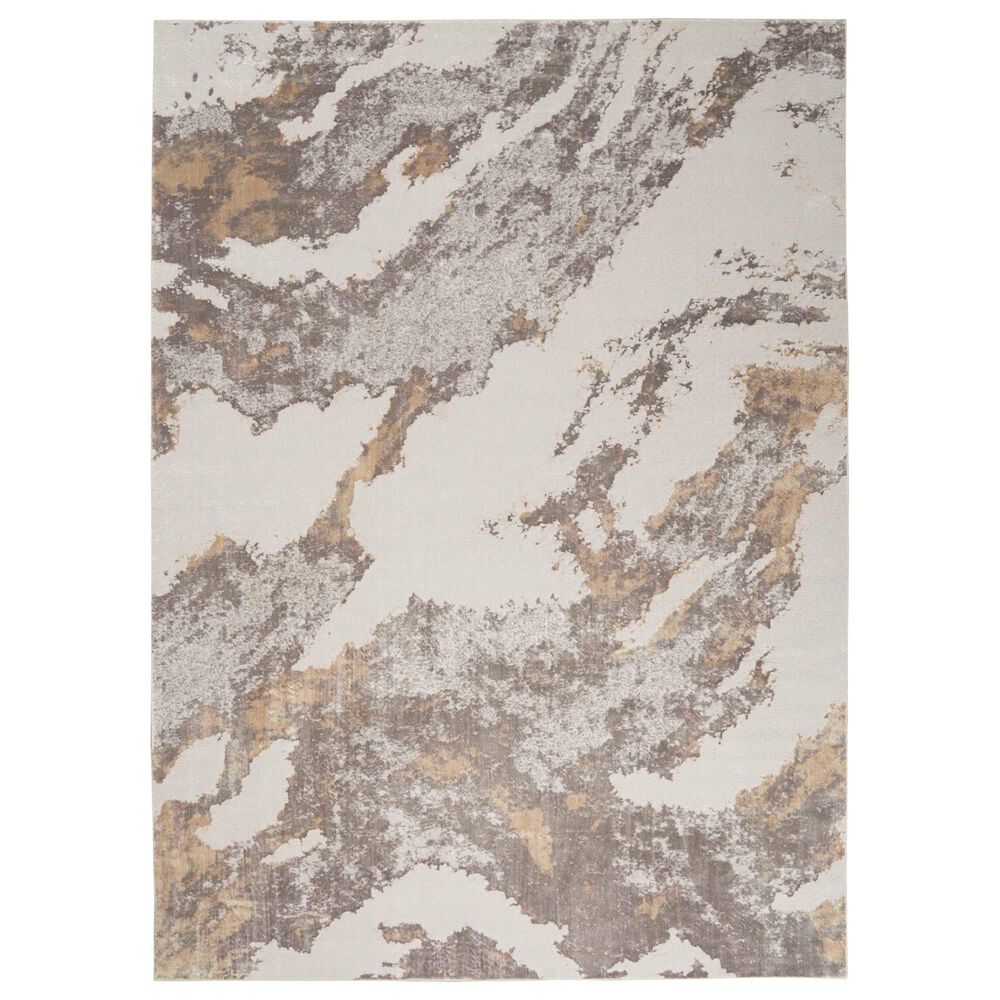 Nourison Silky Textures SLY03 9"3" x 12"9" Brown and Ivory Area Rug, , large