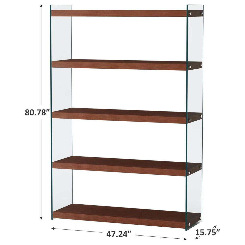 Monroe Bookcase in Walnut and Glass, , large