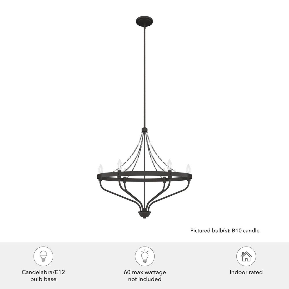 Hunter Merlin 6-Light Chandelier in Noble Bronze, , large