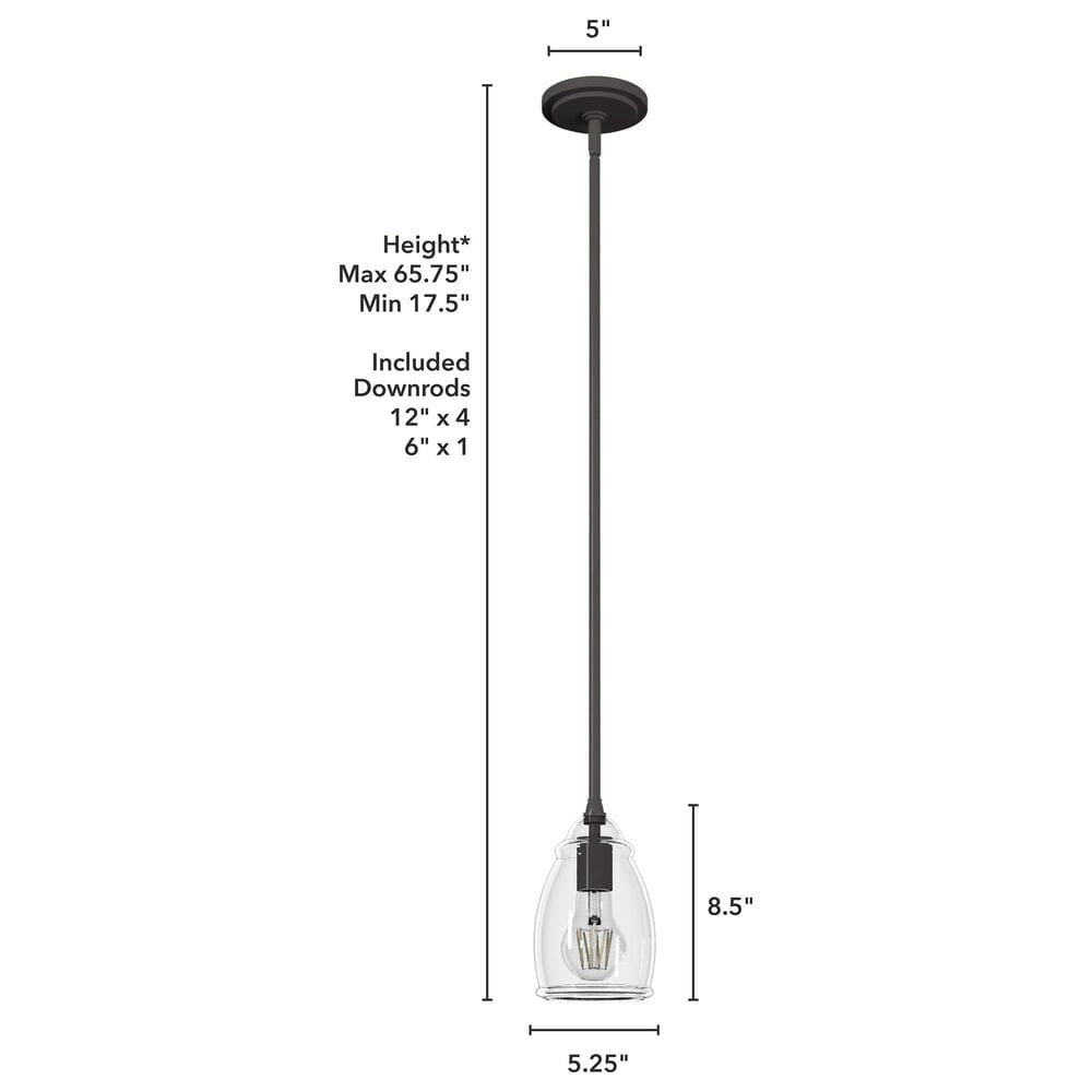 Hunter Dunshire 5.25&quot; 1-Light Mini Pendant with Clear Shade in Noble Bronze, , large