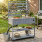 HOMLUX 41.7"" Outdoor Rolling Kitchen Island in Gray, , large