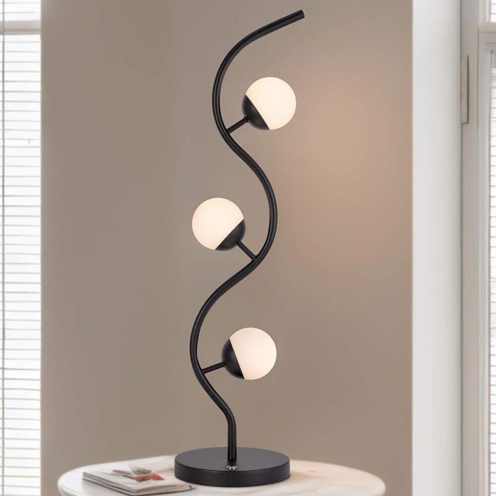 Cal Lighting Evanston 3-Light Metal Table Lamp in Black, , large