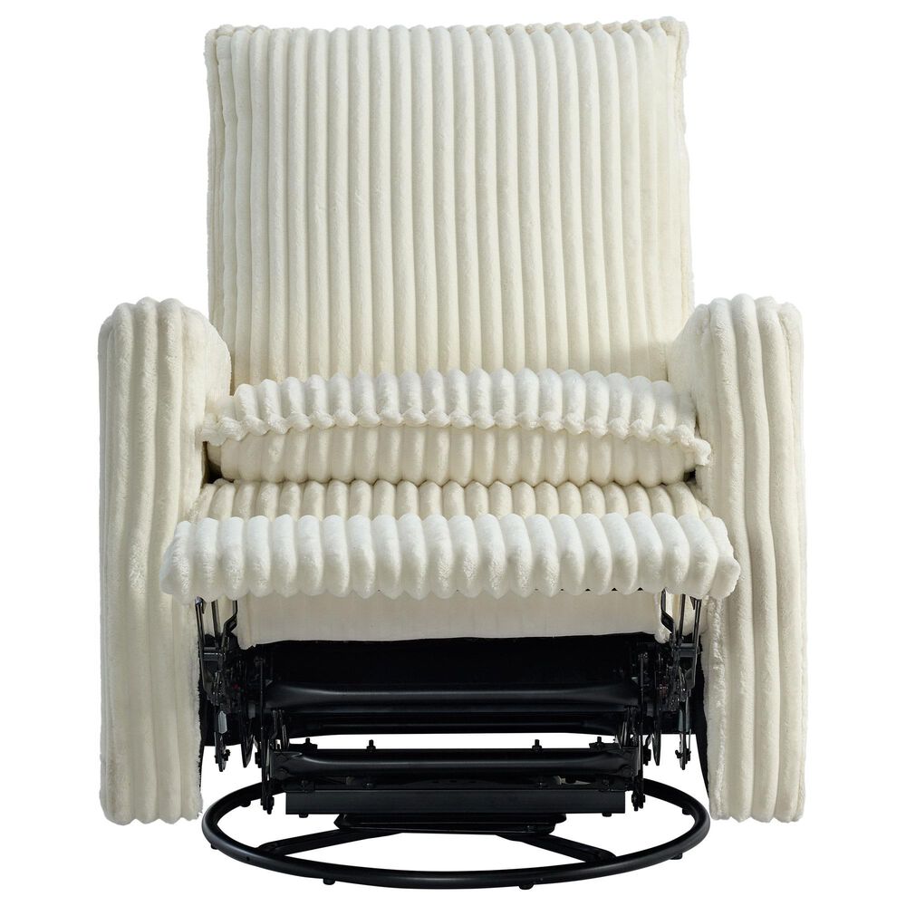 Oxford Baby Uptown Swivel Rocker Recliner in Corduroy Pearl White, , large