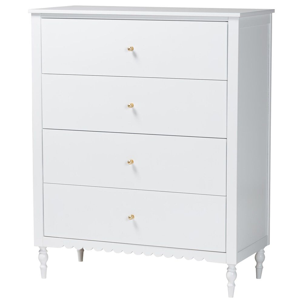 Baxton Studio Roni 4-Drawer Chest in White, , large