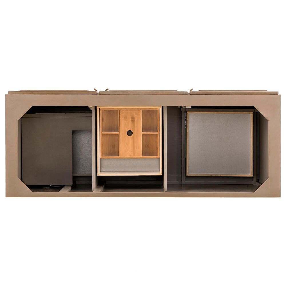 James Martin Vanities Portland 60" Double Bathroom Vanity in Whitewashed Walnut with 3 cm Eternal Jasmine Pearl Silestone Top, Rectangular Sinks and FreePower Wireless Charger, , large