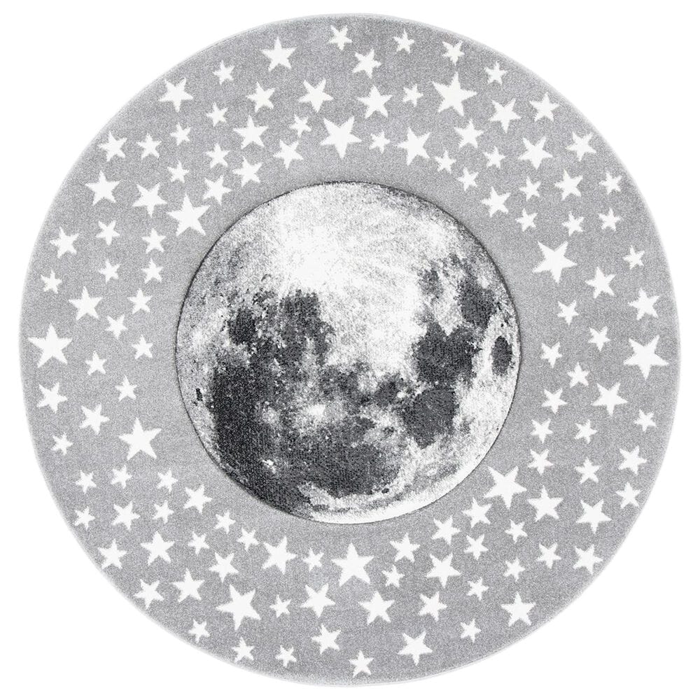 Safavieh Carousel 6"7" Round Light Grey and White Kids Area Rug, , large