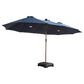 HOMLUX 15" Outdoor Market Umbrella with Sandbags Base and LED Lights in Dark Blue, , large