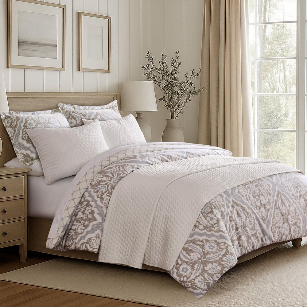 Levtex Velvet Stitch 3-Piece Full/Queen Quilt Set in Off-White, , large