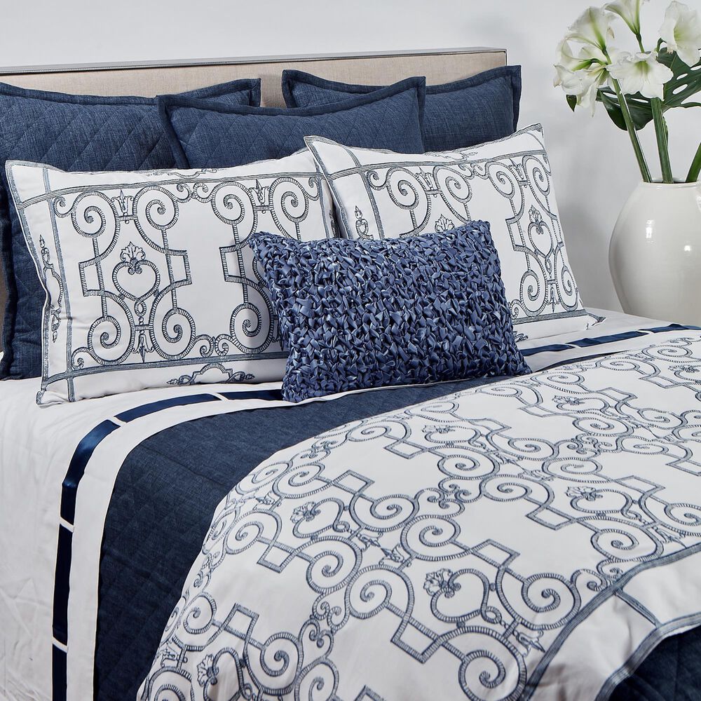 Ann Gish Art Of Home 4-Piece King Faux Linen Coverlet Set In Indigo, , large