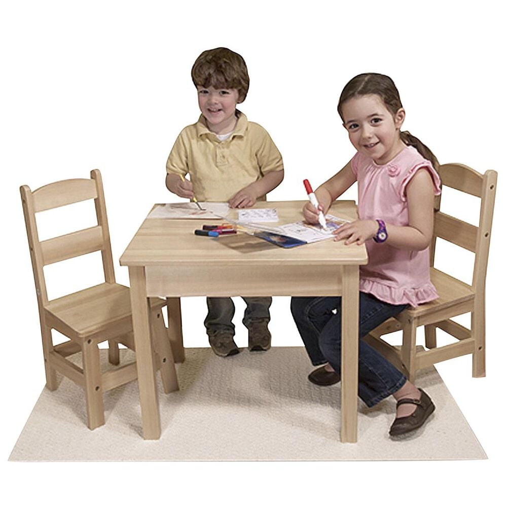 Melissa &amp; Doug Wooden Table and 2 Chairs in Natural, , large