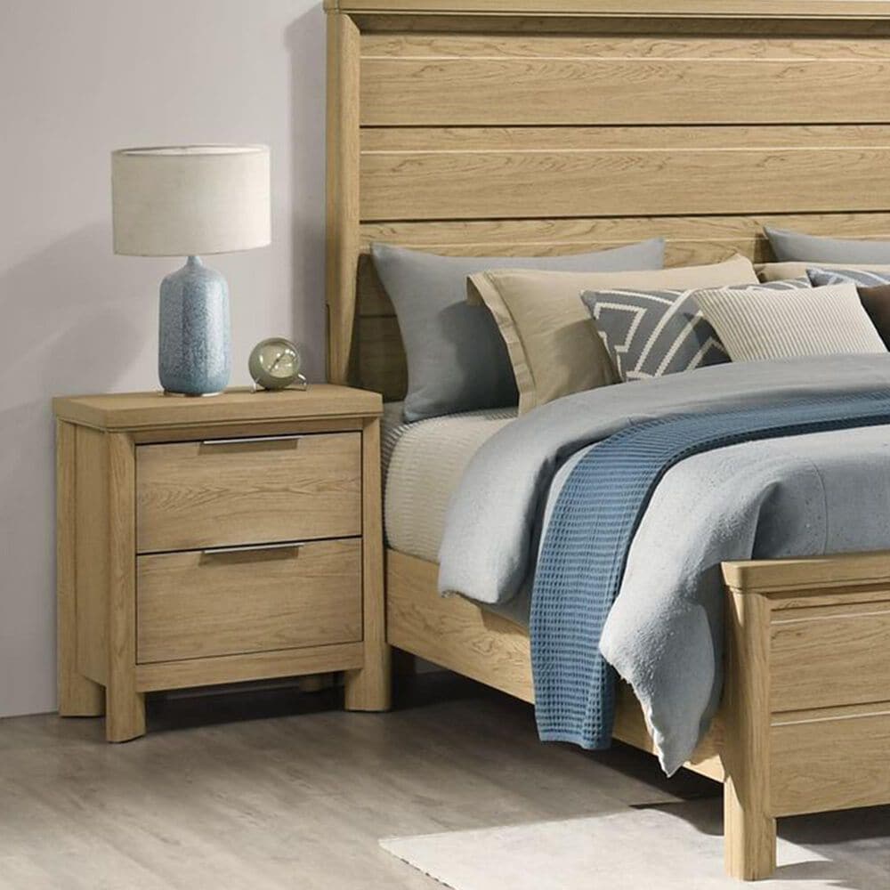 Mayberry Hill Grapevine King Panel Bed with Two Nightstands in Natural, , large