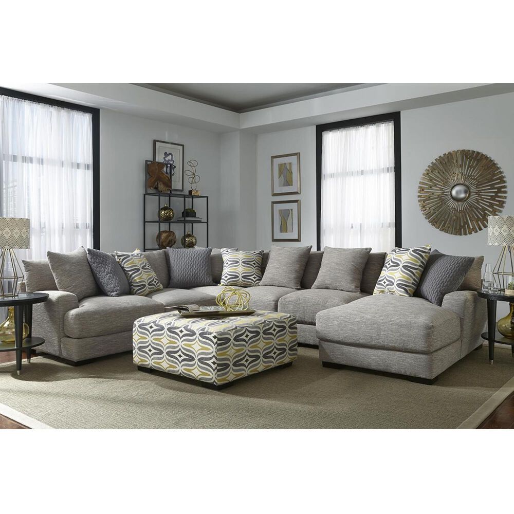 Moore Furniture Barton 5-Piece U-Shaped Sectional with Chaise in Gray, , large