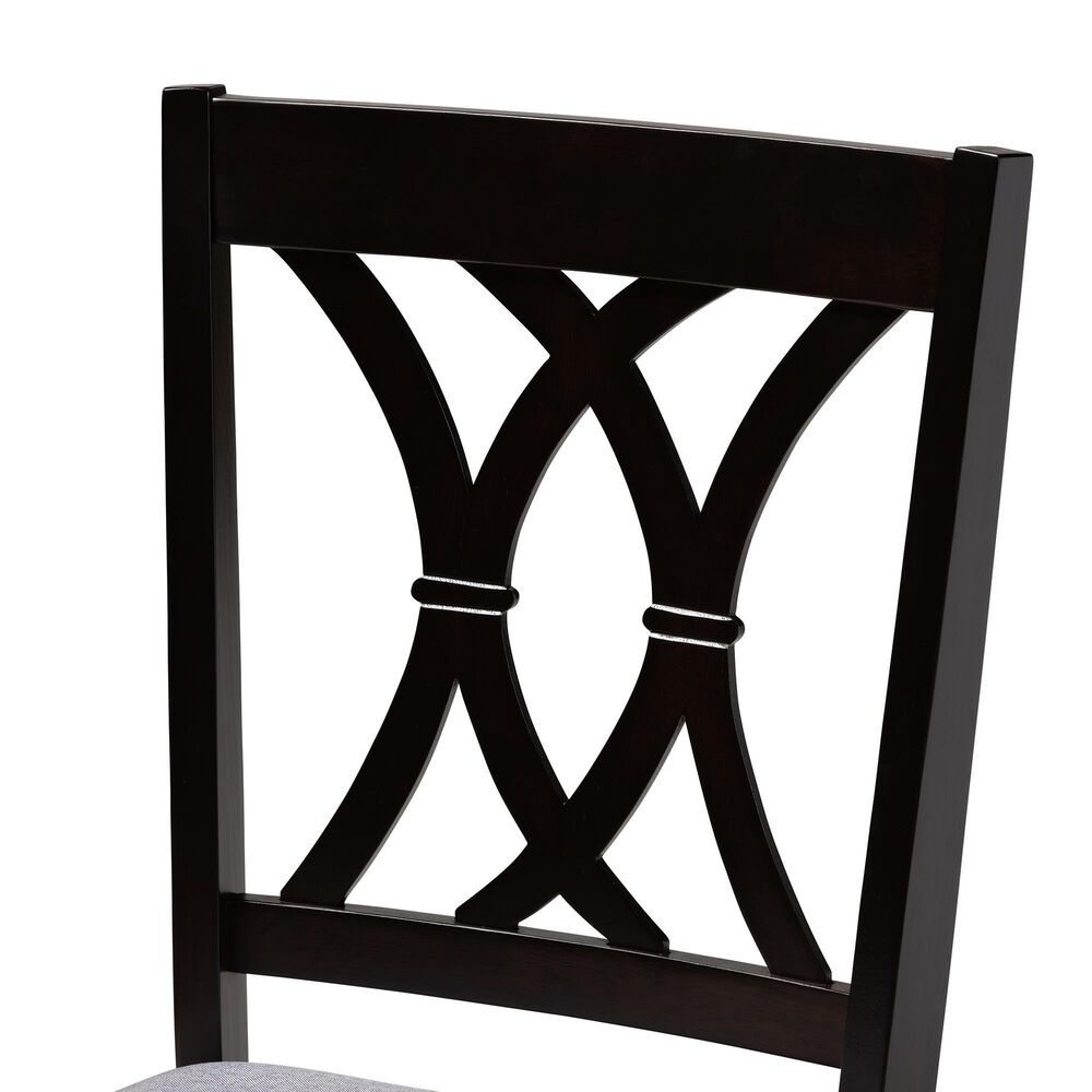 Baxton Studio Reneau Side Chair with Gray Cushion in Espresso Brown (Set of 4), , large