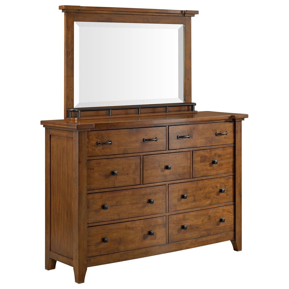 Mayberry Hill Gage 9 Drawer Dresser and Mirror in Chestnut, , large