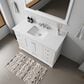 Lexora Home Dukes 48" Single Bathroom Vanity in White with 2 cm White Quartz Top and Rectangular Sink, , large