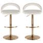 LumiSource Grotto Adjustable Bar Stool with White Velvet Upholstery in Gold (Set of 2), , large