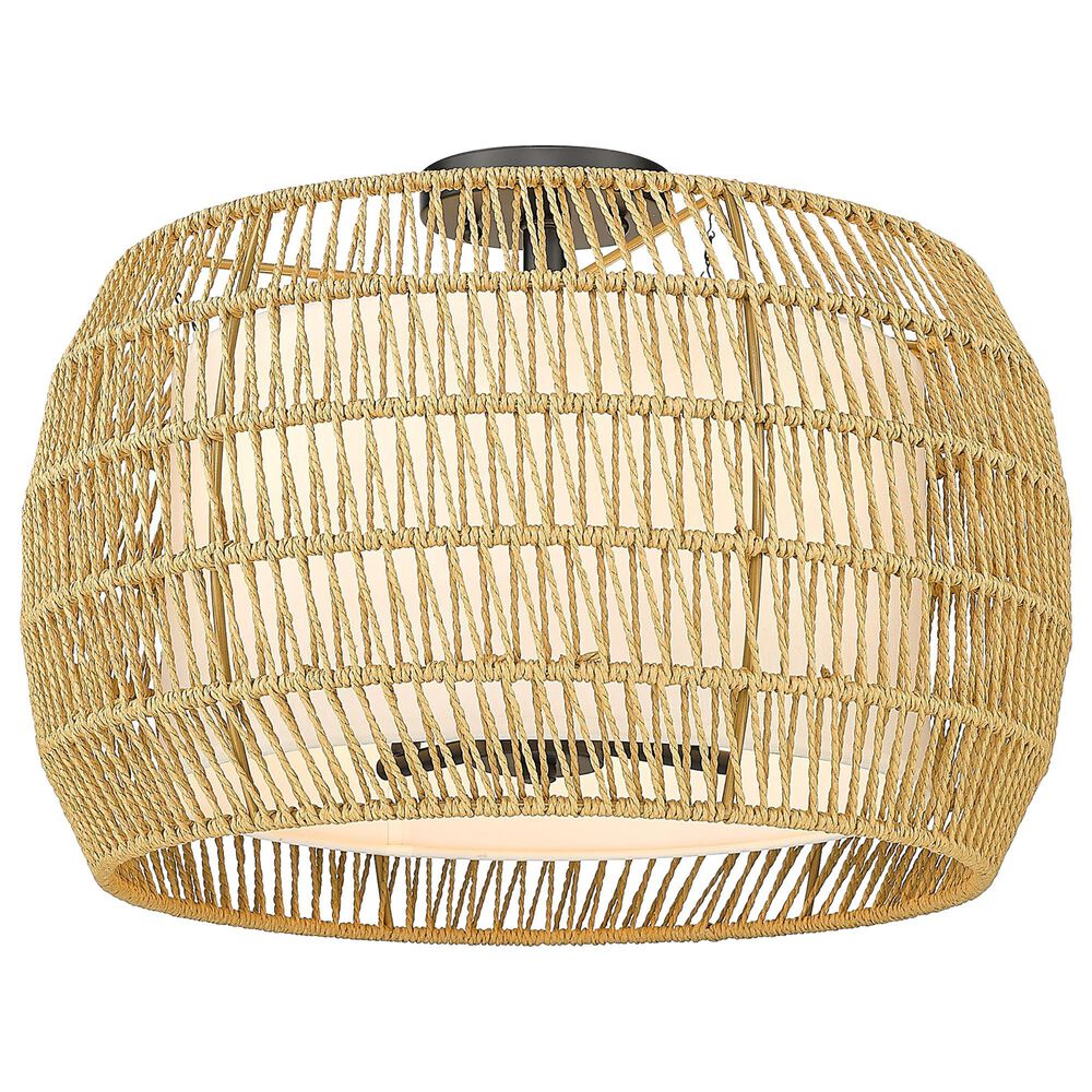 Golden Lighting Everly 4-Light Semi-Flush in Matte Black/Natural Rattan, , large