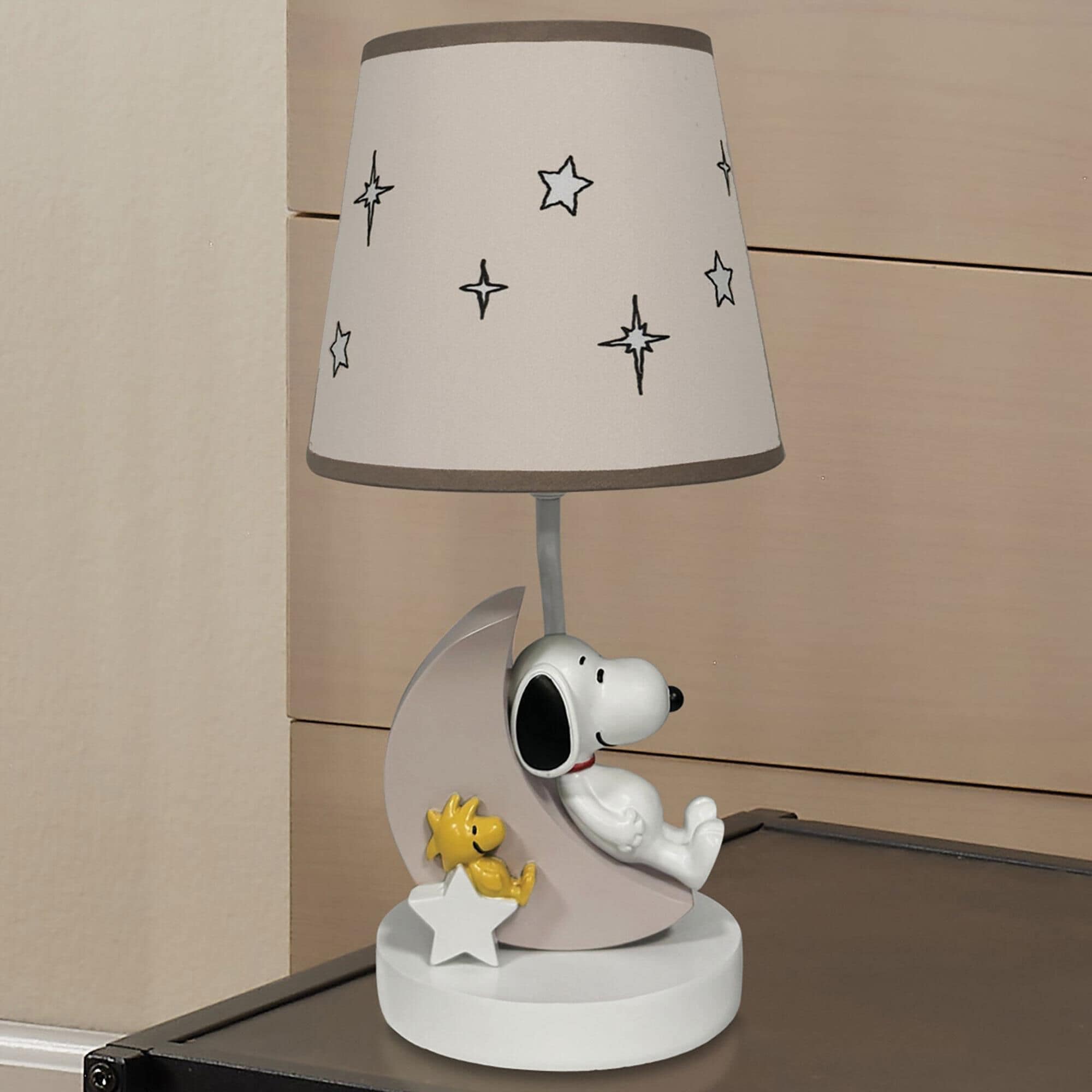 Lambs and Ivy Snoopy Love Table Lamp with Shade and Bulb in White