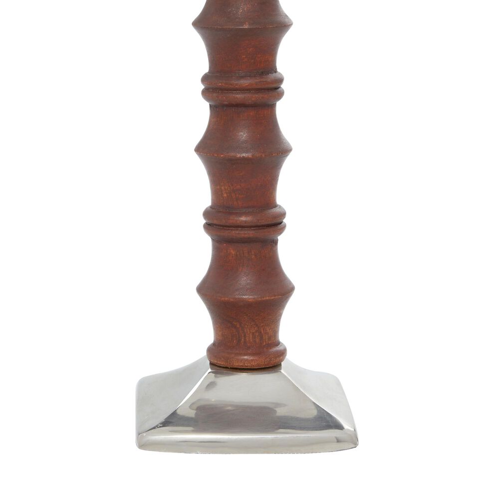 Maple and Jade Mango Wood Candle Holder in Brown and Silver &#40;Set of 3&#41;, , large